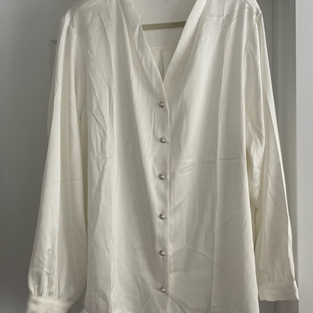 Adrianna Papell Cream Textured Blouse
